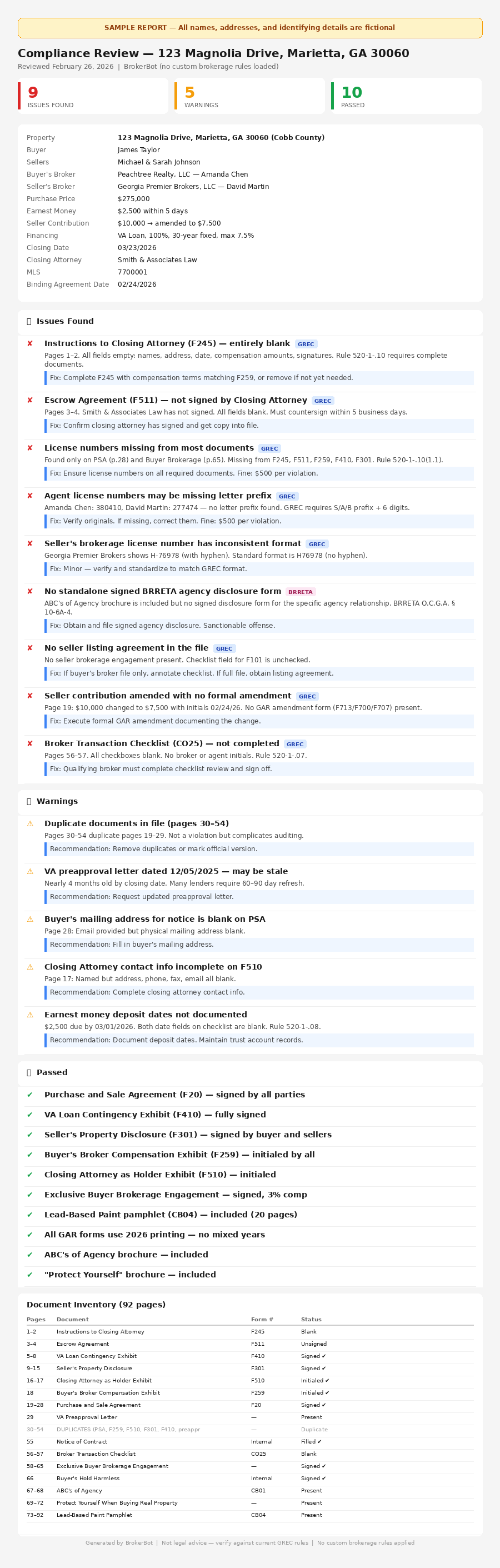 Sample TripleCheck Compliance Review Report
